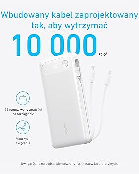 Anker Powerbank, przenośna ładowarka 20 000 mAh z wbudowanym